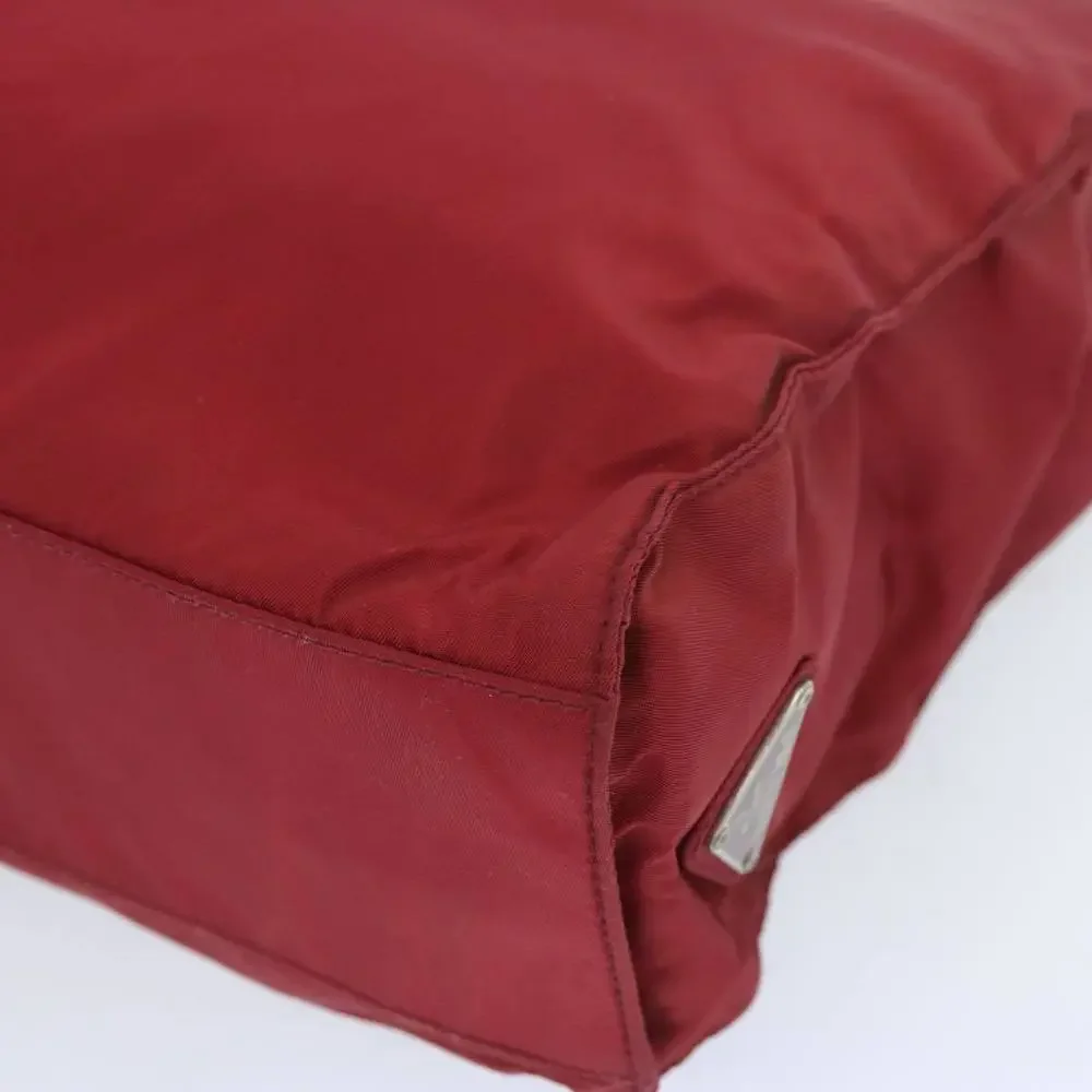 Prada Red Nylon Top-Handle Satchel